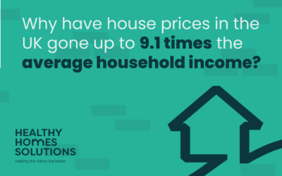 Why have house prices in the UK gone up to 9.1 times the average household income?